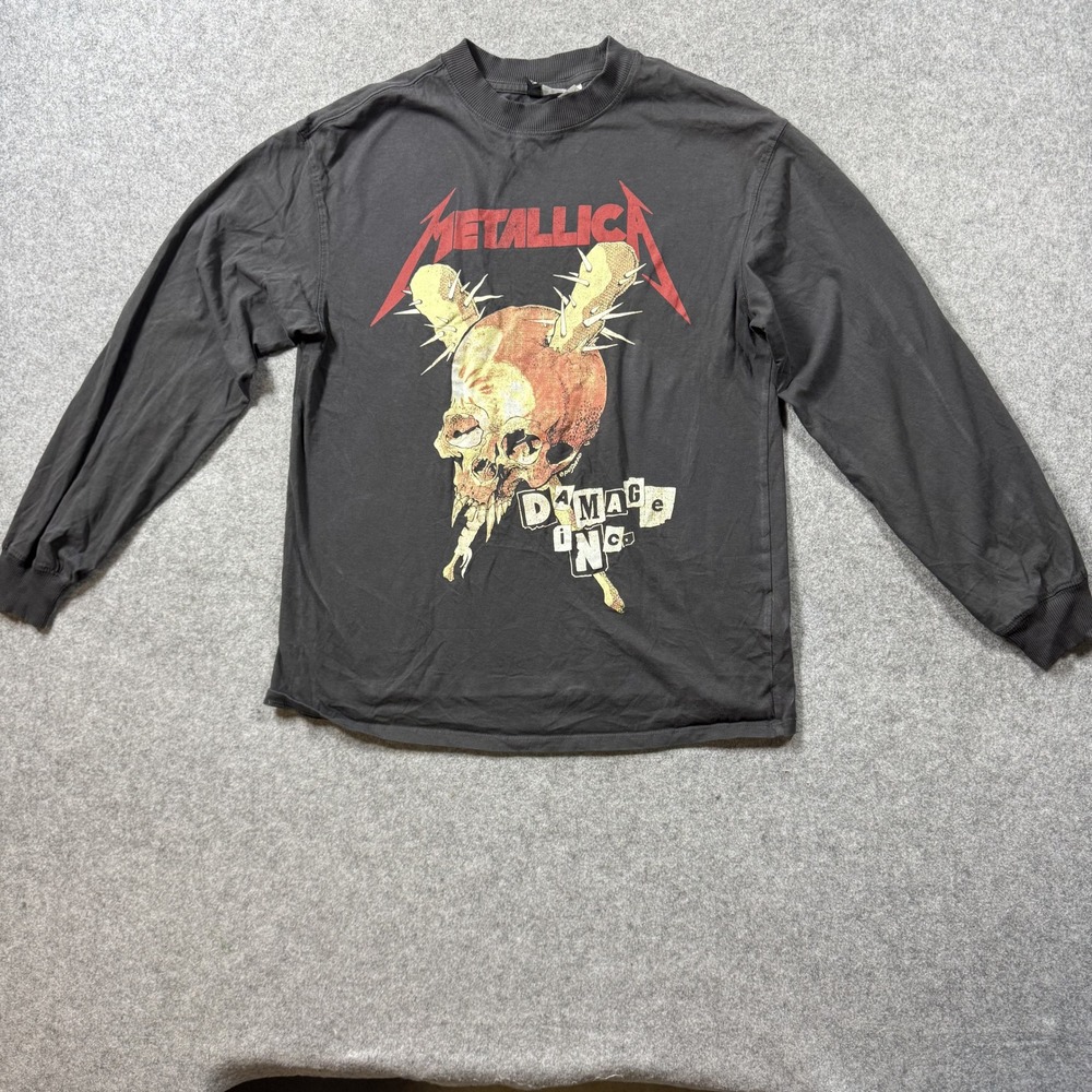 H&M Unisex Metallica Damage Inc Graphic Tee XS Black Cotton Long Sleeve
